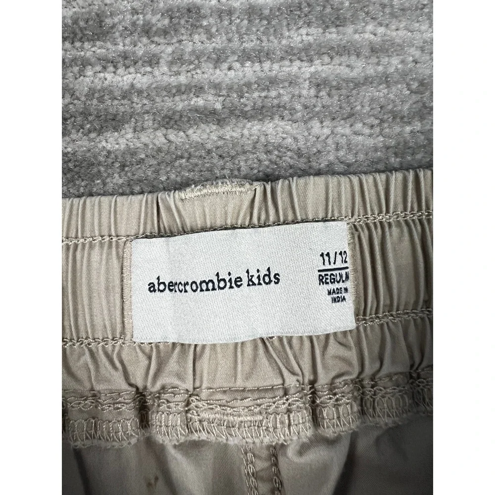 Abercrombie Kids Cargo Joggers Unisex 11/12 Tan Khaki Cotton Blend Utility Pants